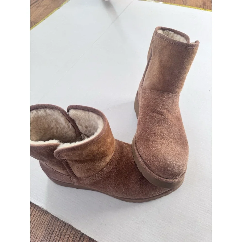 Ugg  Boots Womens Size 9 Brown Suede Sheepskin Wedge Casual Shoes